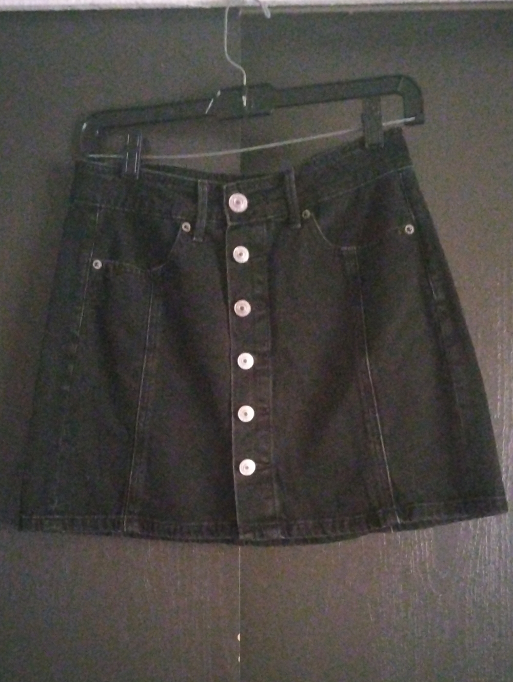 American Eagle Outfitters Black Button-Front Mini Skirt